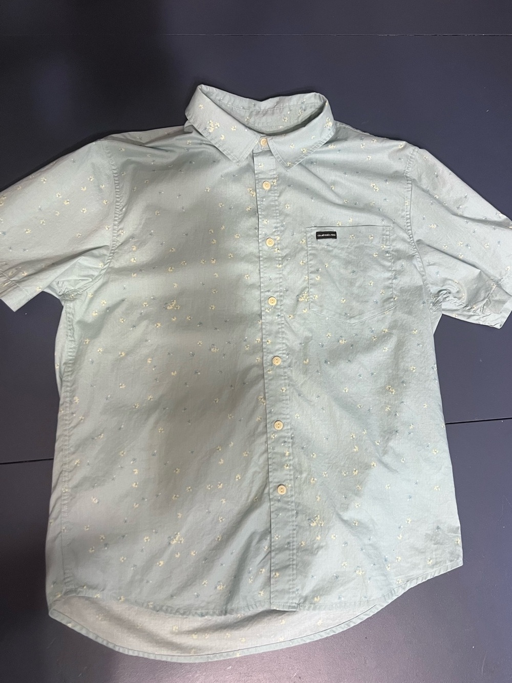 Quiksilver Mint Green Short-Sleeve Button-Down Shirt